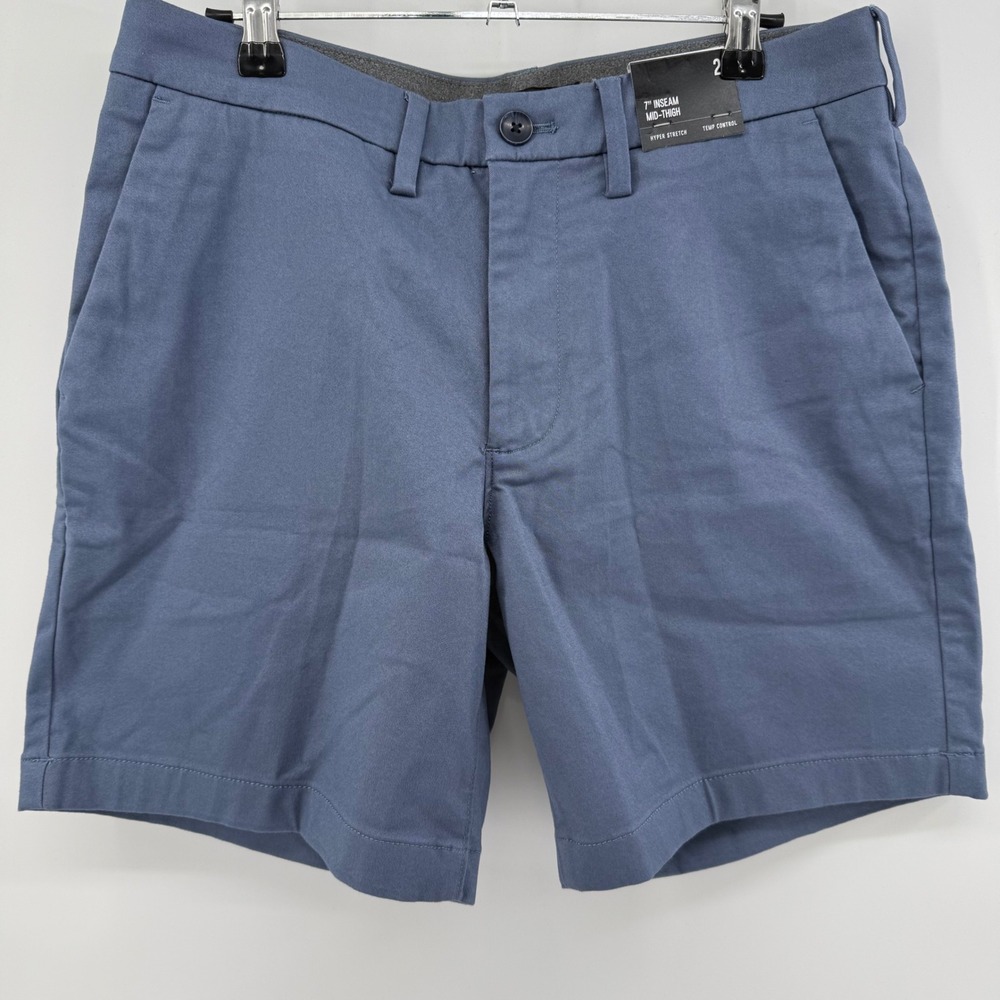 Express Mens Hyper Stretch Temp Control 7 Inch Inseam Shorts Blue Size 29 NWT